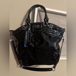 Authentic Coach Vintage Madison Lindsey Satchel! Black Patent Tote! READ AS IS